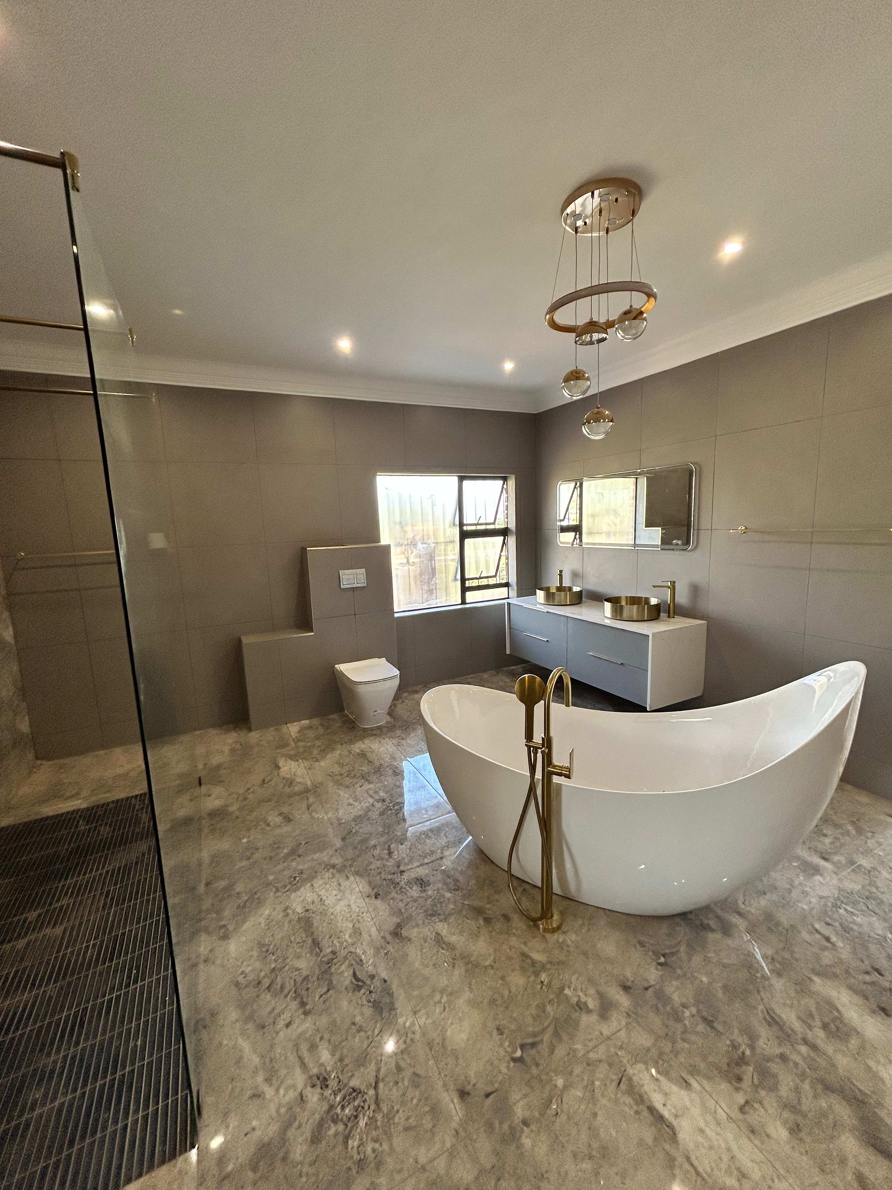 Contemporary bathroom renovation with stylish fixtures and finishes